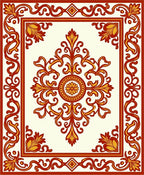 Rich Red Gold Floral Scroll Rug