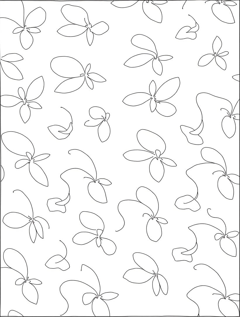 Minimalist Line Art Botanical Pattern Rug
