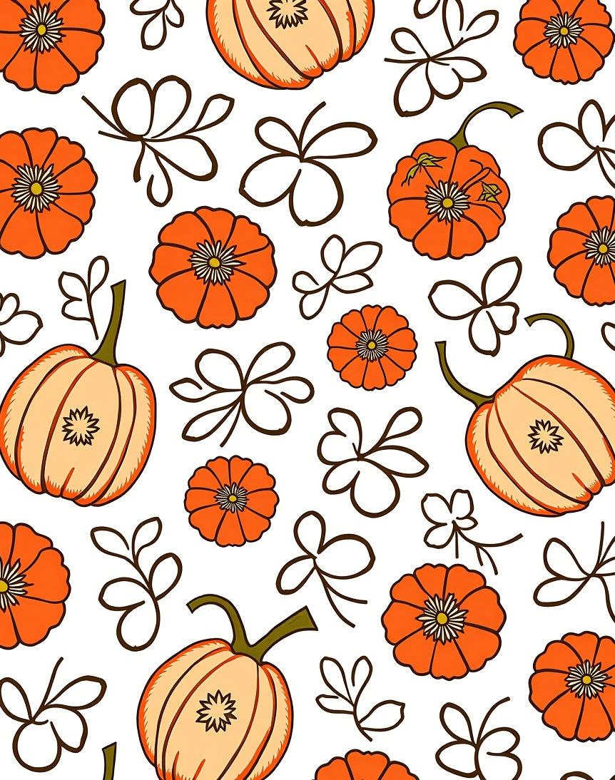 Orange Pumpkin Floral Arrangement Rug