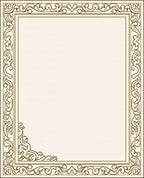 Ornate Damask Scroll Border Design Rug