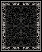 Ornate Scrollwork Black White Rug