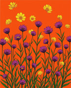 Bold Floral Pattern on Orange Background Rug