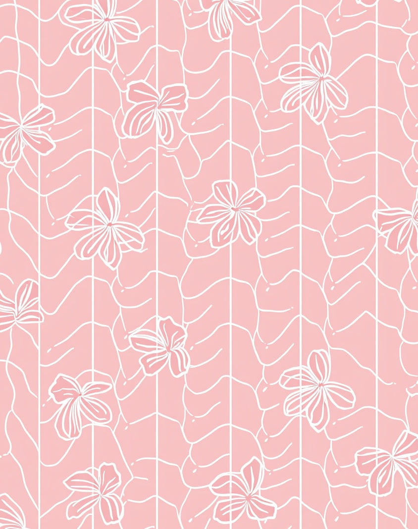 Light Pink Floral Leaf Pattern Rug