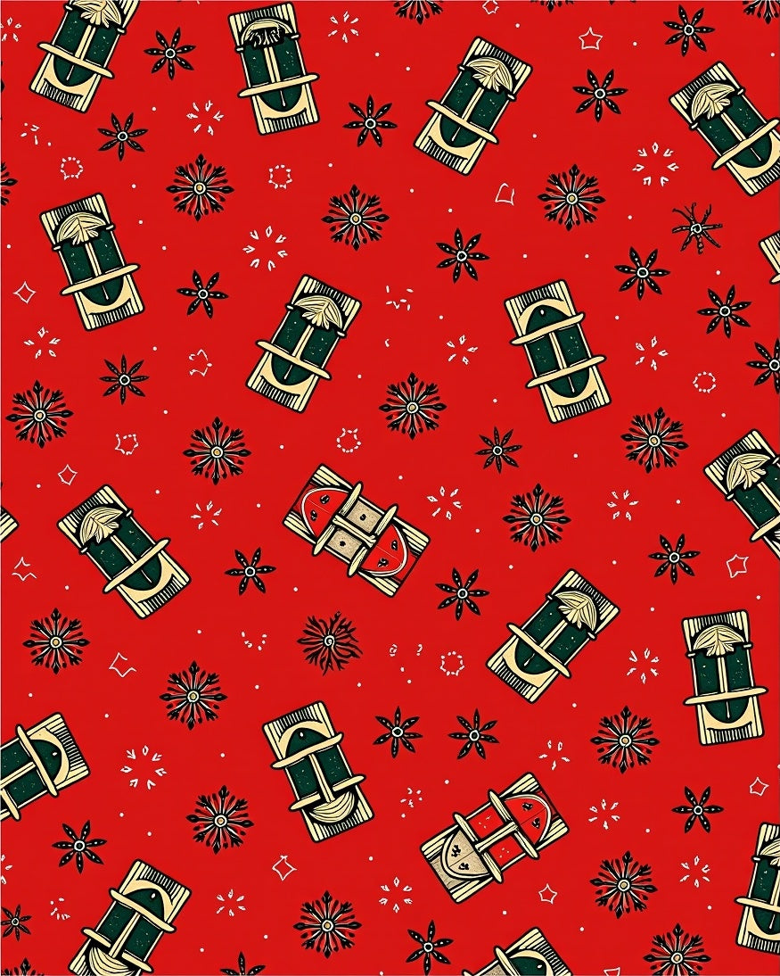 Festive Red Window Snowflakes Pattern Rug