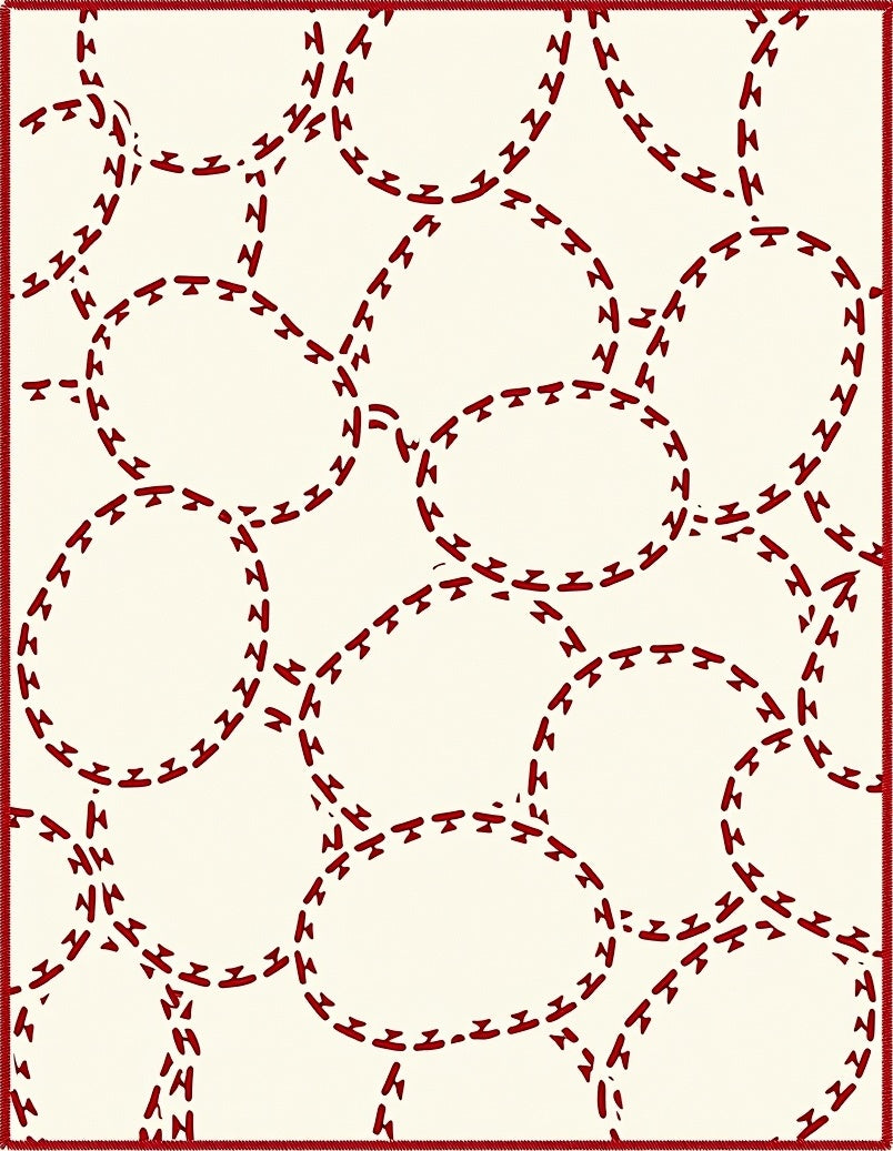Red Chain Link Abstract Pattern Rug