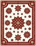 Maroon Floral Center Border Design Rug