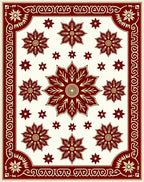 Maroon Floral Center Border Design Rug