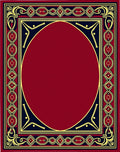 Ornate Red Gold Navy Border Rug