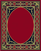 Ornate Red Gold Navy Border Rug