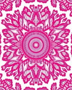 Vibrant Pink Floral Medallion Pattern Rug