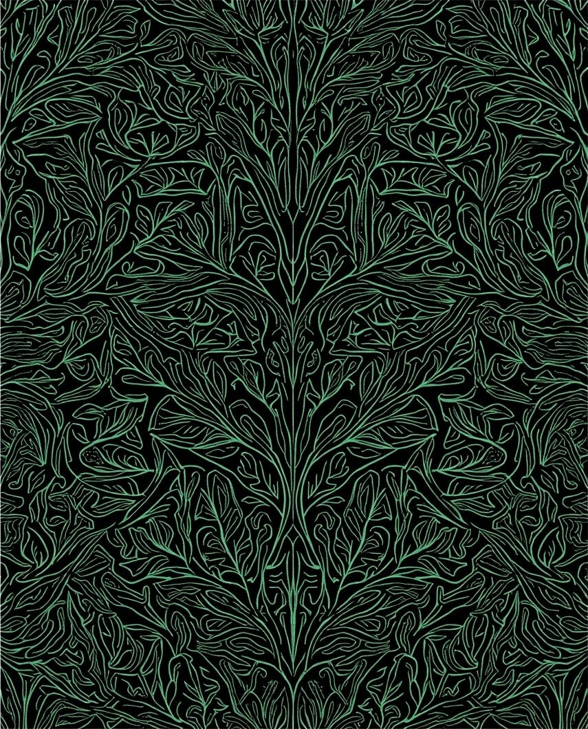 Art Nouveau Green Abstract Floral Rug