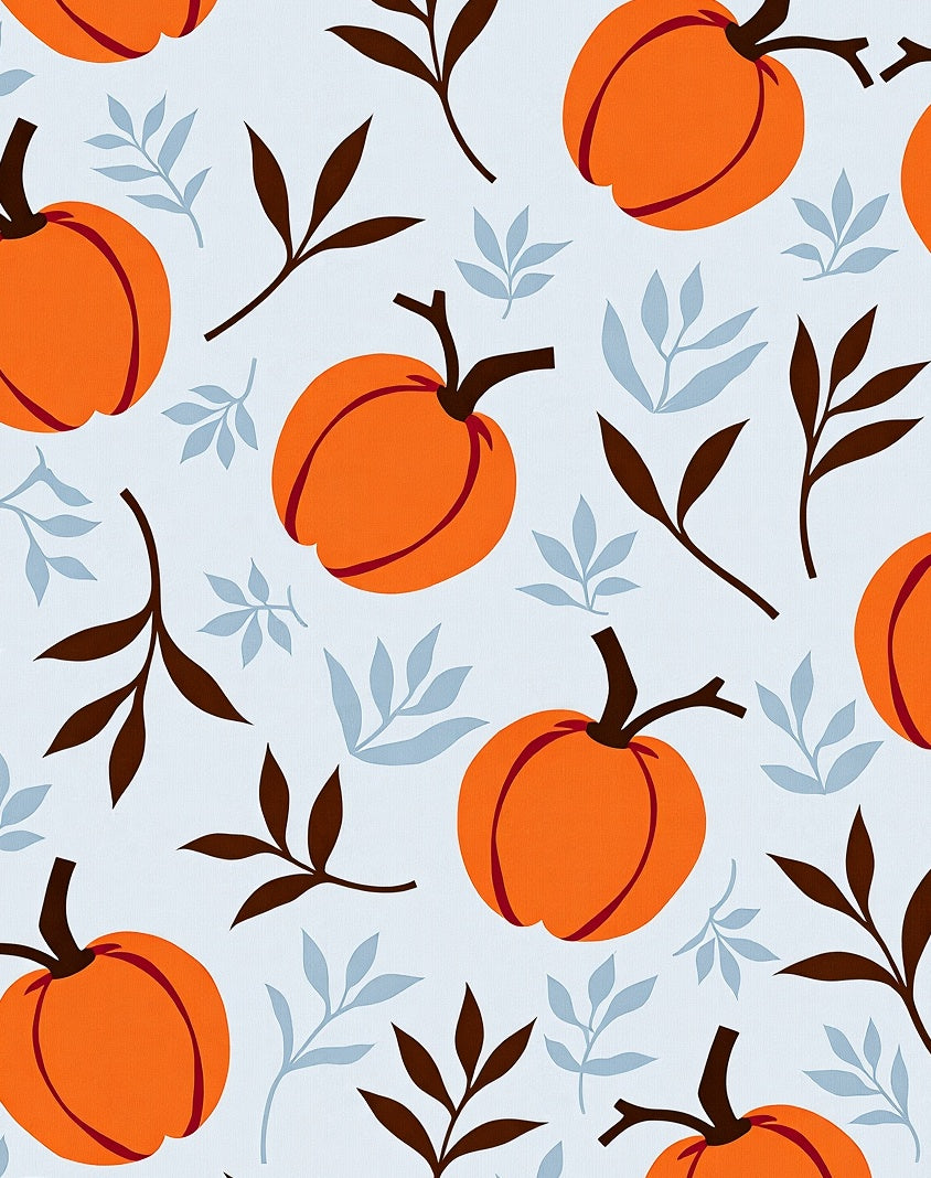 Autumn Pumpkin And Leaf Pattern Tile Rug