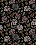 Dark Floral Rose Pattern Rug