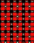 Bold Red Black Geometric Pattern Rug