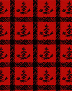 Red Black Plaid Pine Tree Pattern Rug