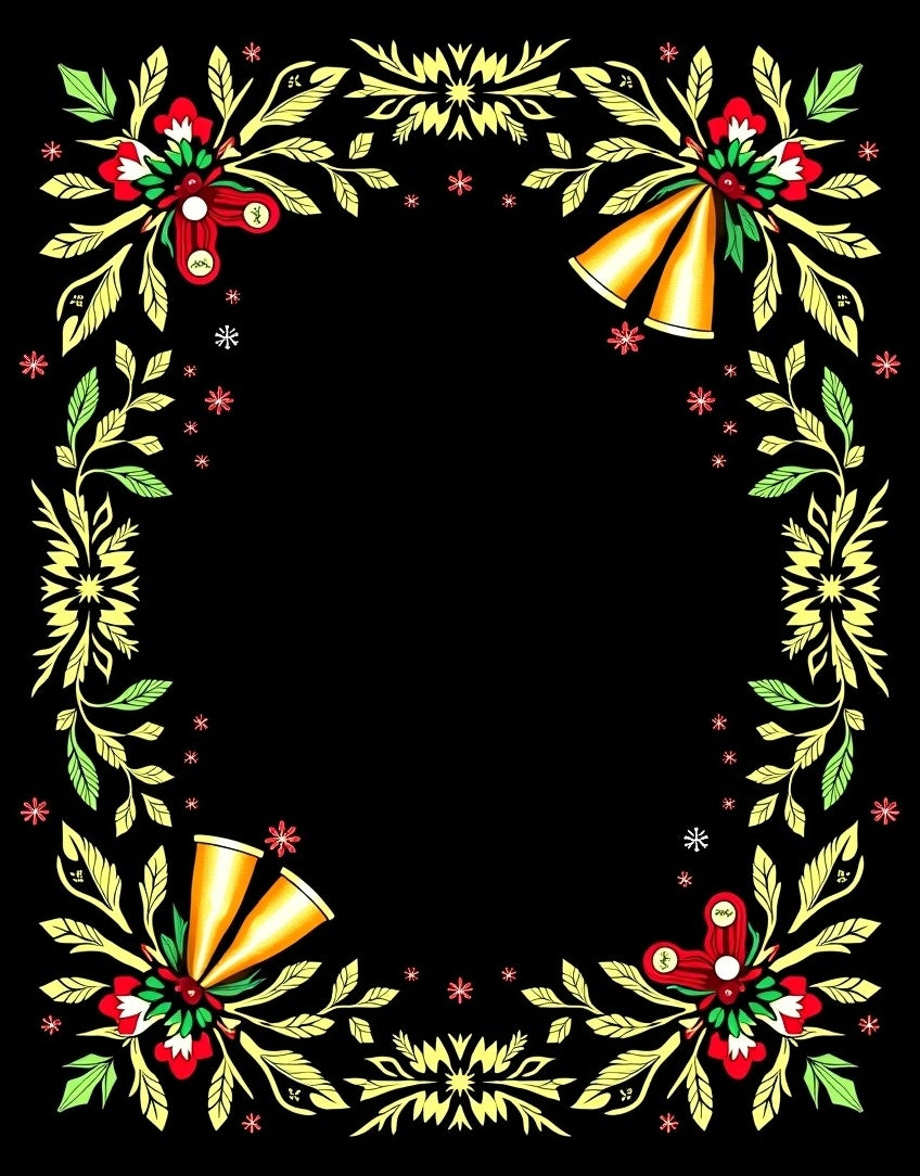 Elegant Floral Bells Festive Border Rug