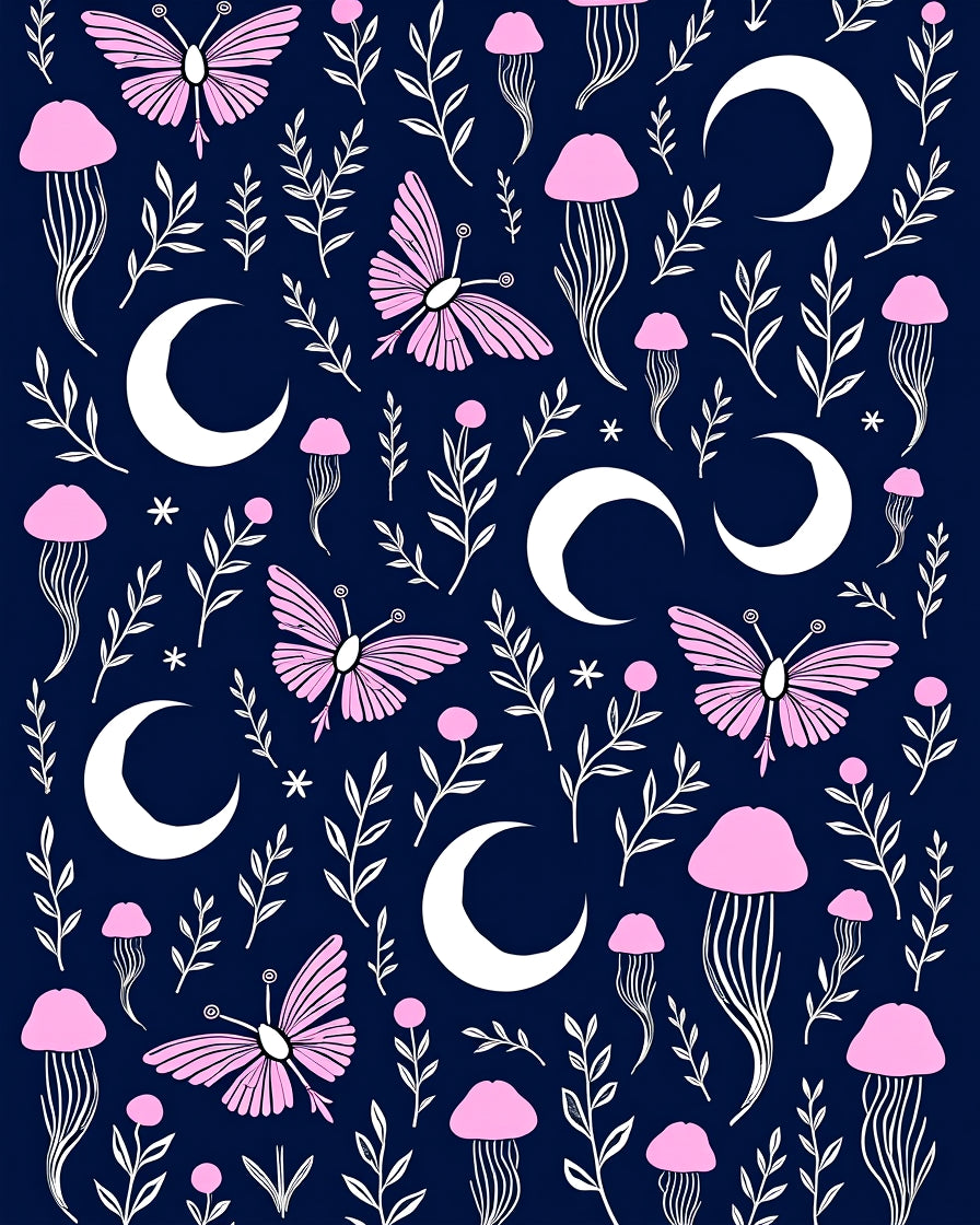 Midnight Celestial Butterfly Pattern Rug