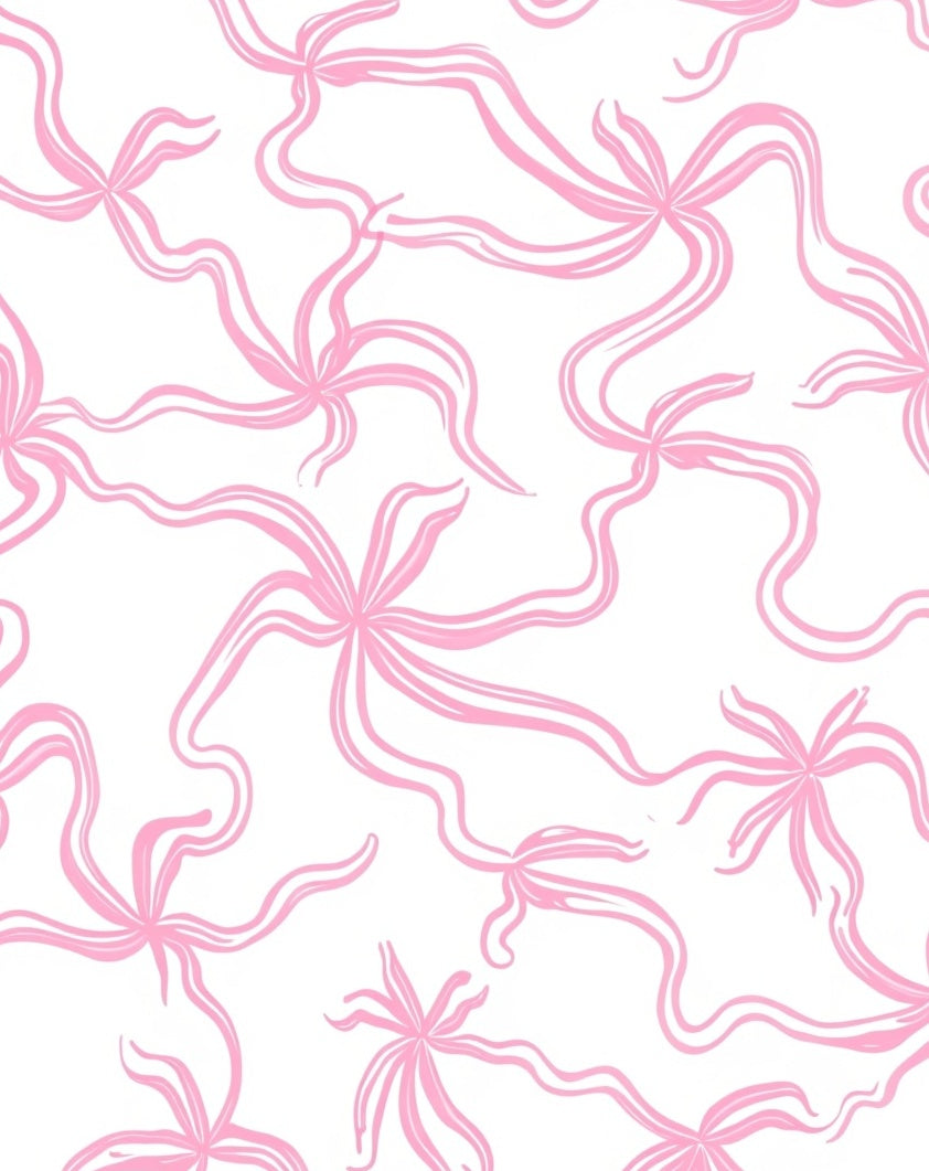 Soft Pink Swirling Ribbon Calligraphy Rug
