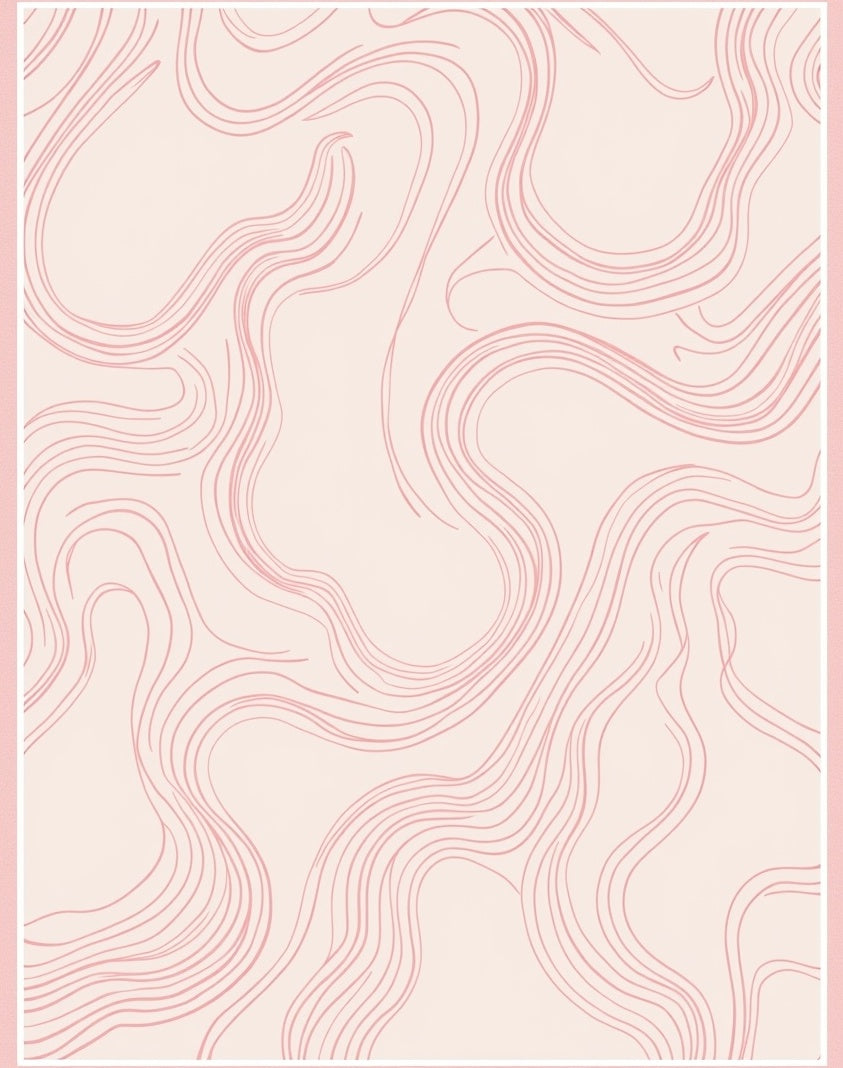 Soft Pink Abstract Line Art Rug