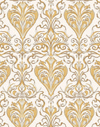 Gold Damask Flourish Pattern Rug