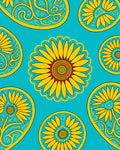 Golden Sunflower Paisley Pattern Rug