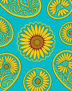 Golden Sunflower Paisley Pattern Rug