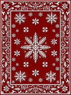Crimson Snowflake Flourish Pattern Rug