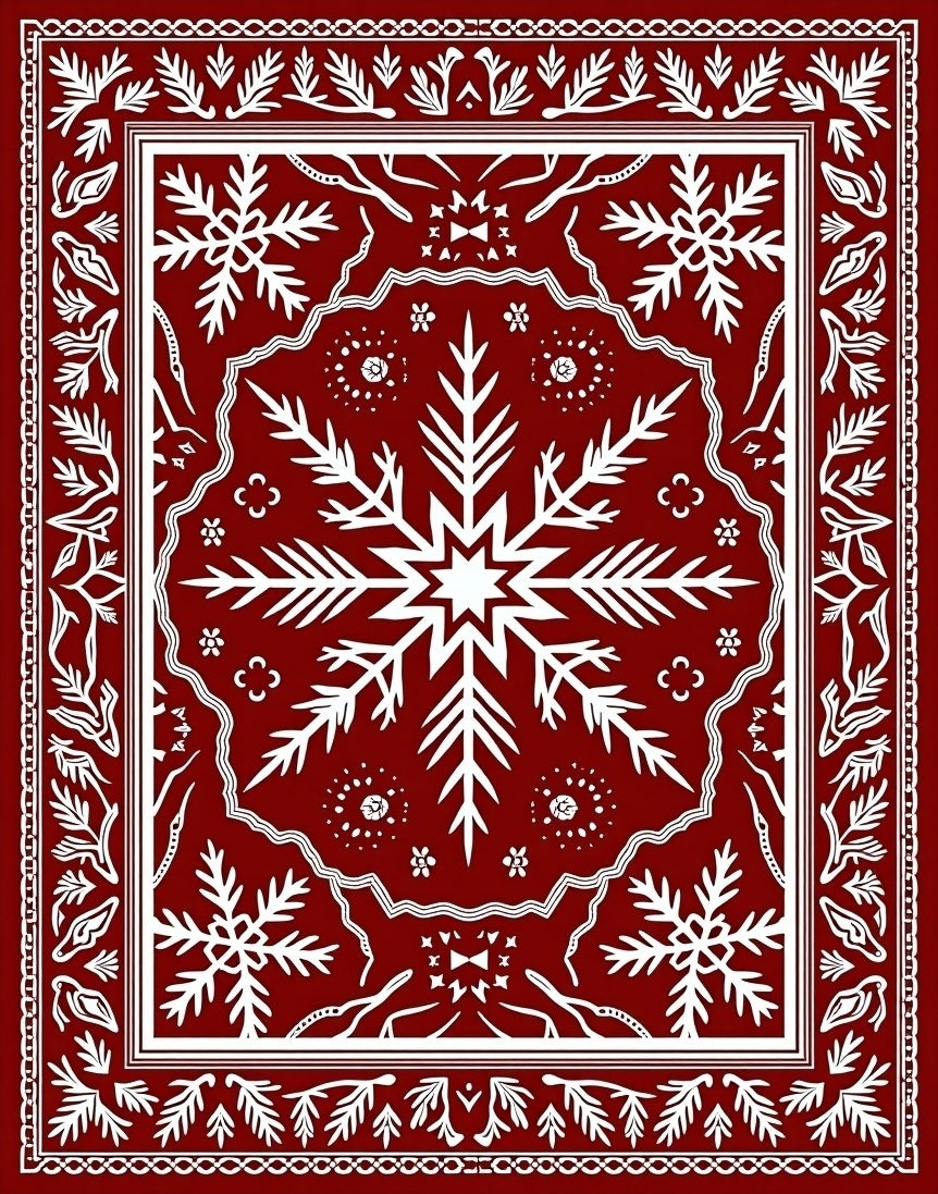 Winter Snowflake Mandala Design Rug
