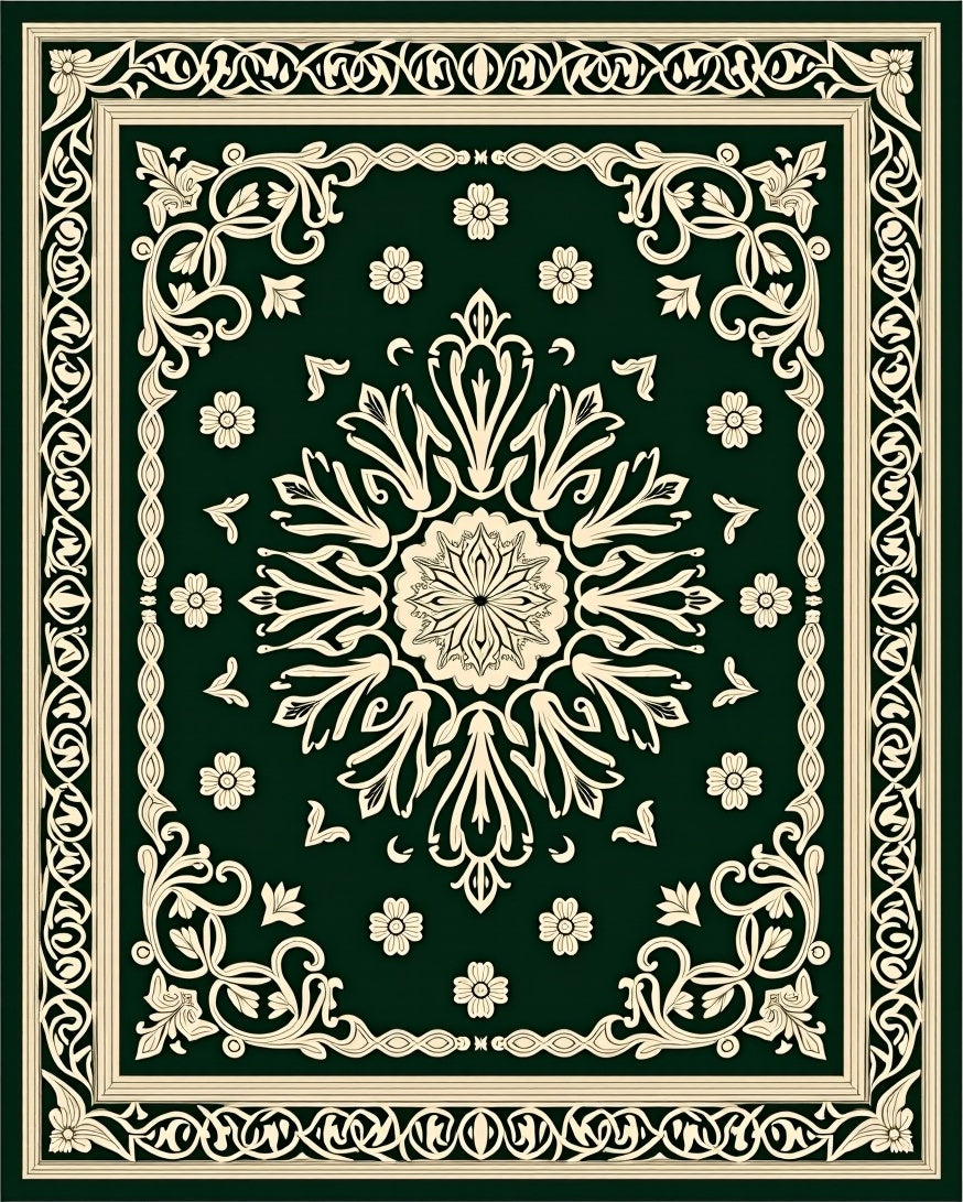 Ornate Floral Medina Medallion Design Rug