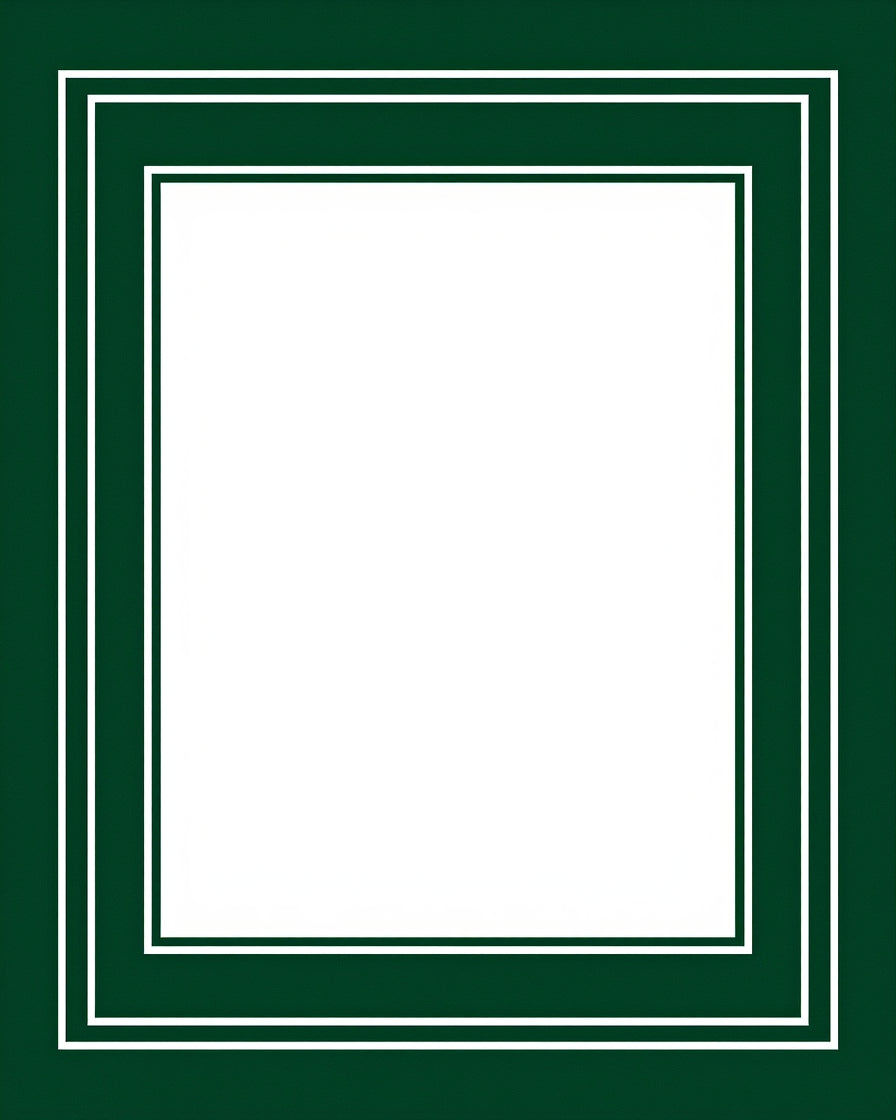 Elegant Dark Green White Border Rug