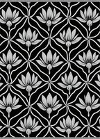 Black White Floral Lattice Rug
