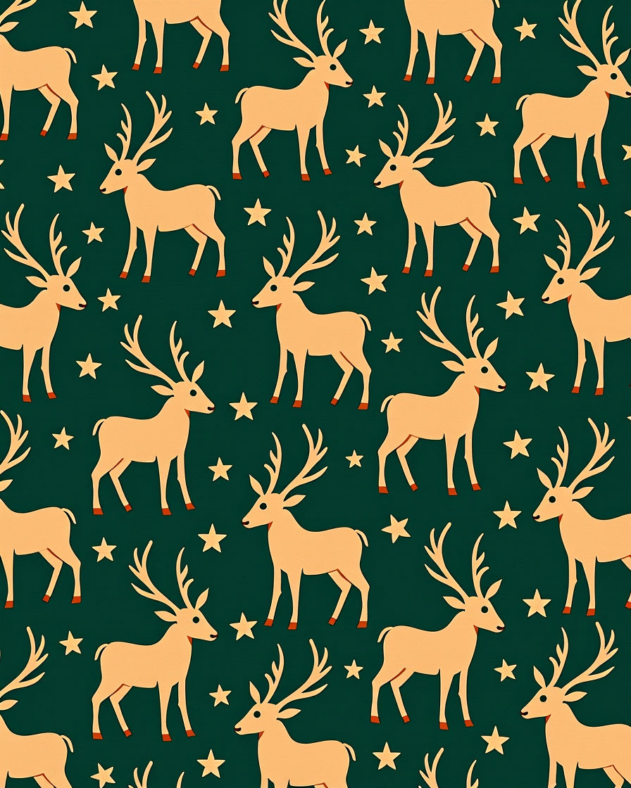 Deer And Stars Pattern Rug