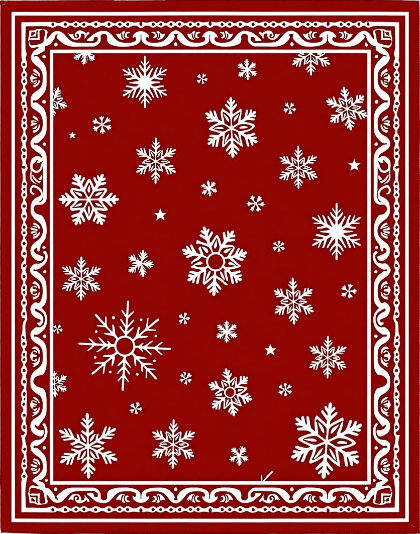 Red White Snowfall Field Rug
