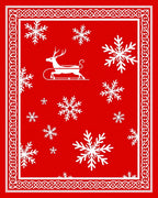 Red White Reindeer Snowflake Pattern Rug