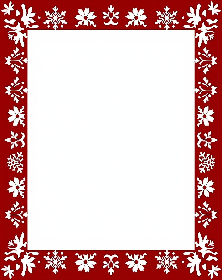 Winter Snowflake Floral Decorative Border Rug