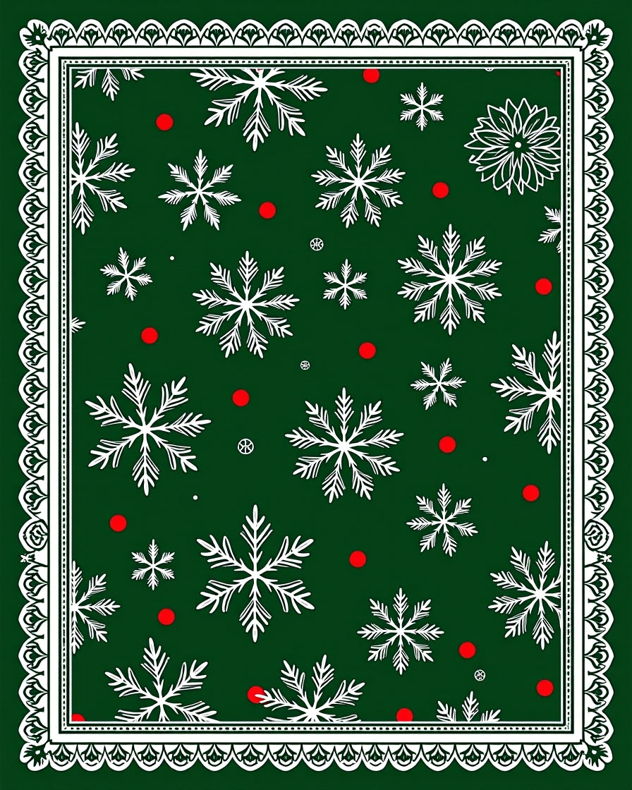 Festive Snowflake With Red Dot Design Rug