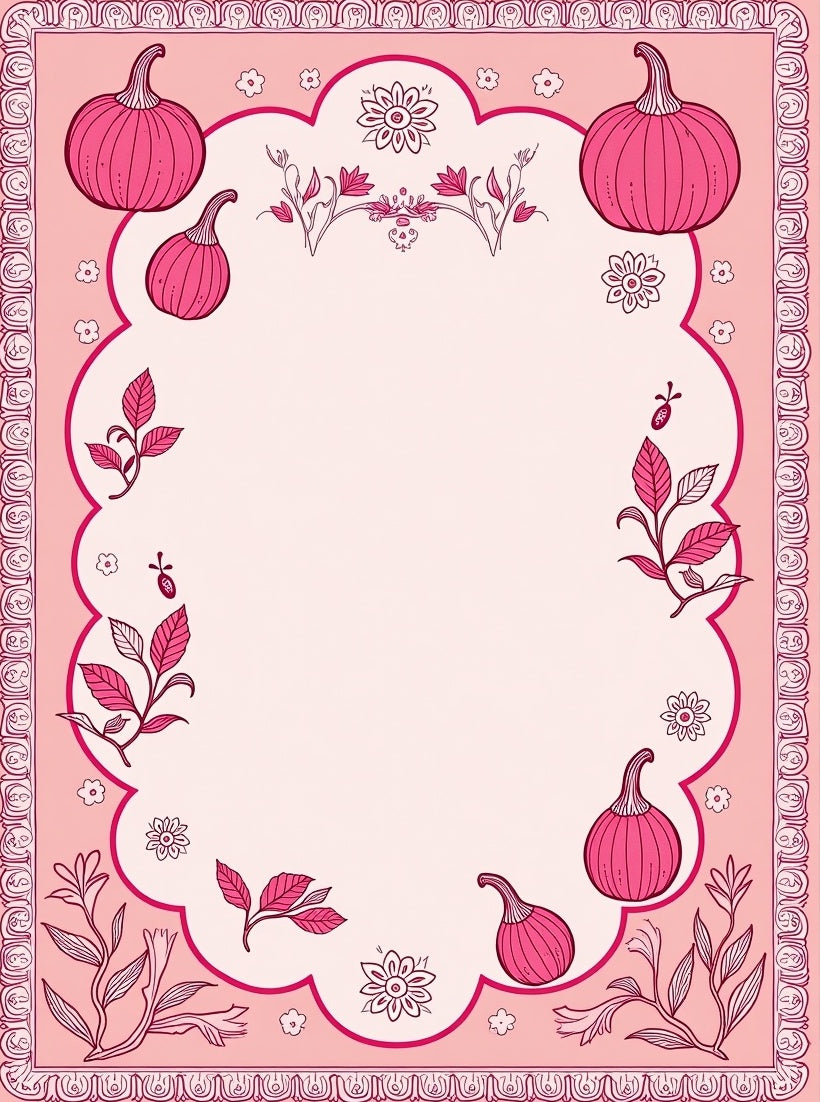 Pink Pumpkin Floral Pattern Rug