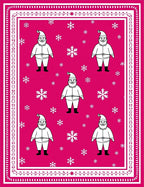 Festive Pink Santa Snowflakes Border Rug