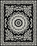 Monochromatic Intricate Mandala Border Design Rug