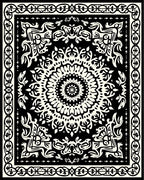 Monochromatic Intricate Mandala Border Design Rug
