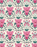 Pink Floral Baroque Pattern Rug