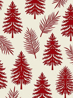 Deep Red Forest Silhouette Pattern Rug