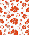 Bright Orange Floral Swirl Design Rug