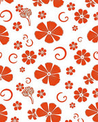 Bright Orange Floral Swirl Design Rug