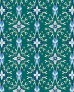 Teal White Blue Floral Medallion Rug