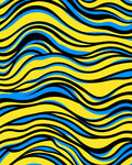 Abstract Blue Yellow Wave Pattern Rug