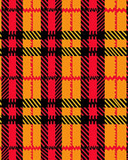 Bold Plaid Red Orange Black Pattern Rug