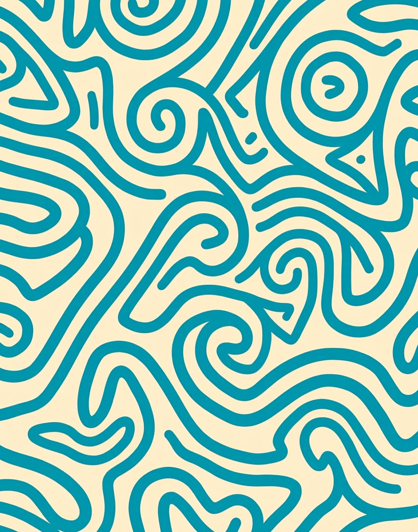Abstract Teal Swirl Patterns Rug