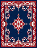 Elegant Red And White Floral Design Rug