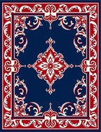 Elegant Red And White Floral Design Rug